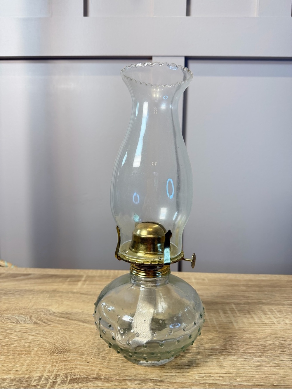 Vintage Style Farms Hobnail Glass Oil Lamp Kerosene Lantern Clear Hurricane